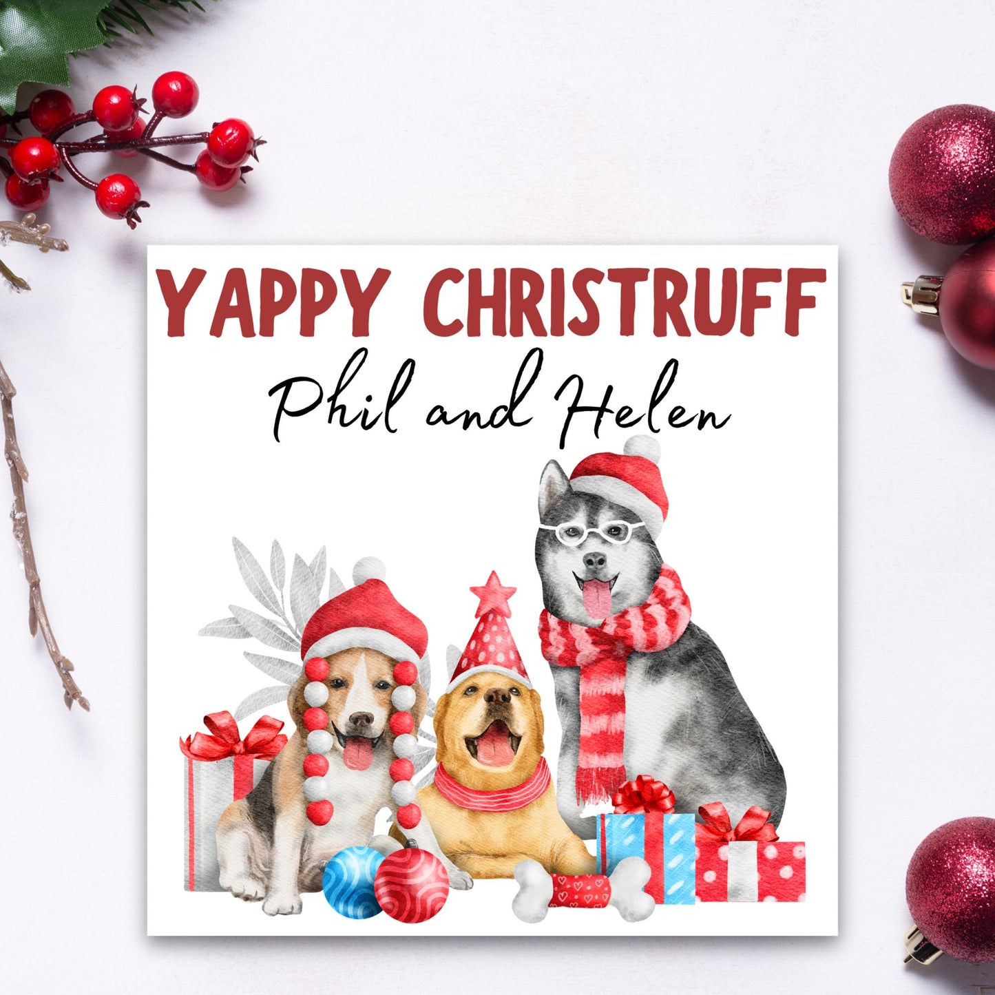 Adorable Personalised Dog Christmas card - Dog lover card - Dog christmas card