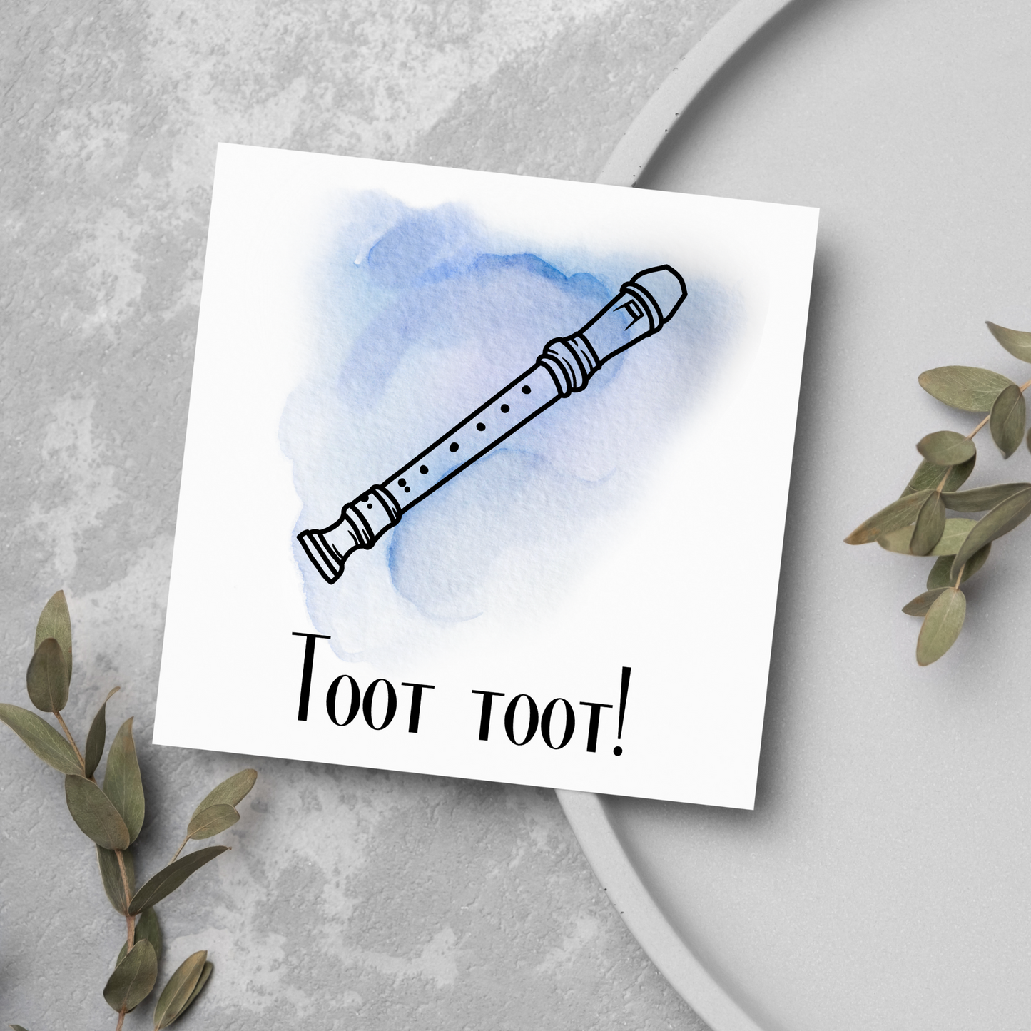 Recorder Birthday Card, Musician Card, Musical Instrument Card