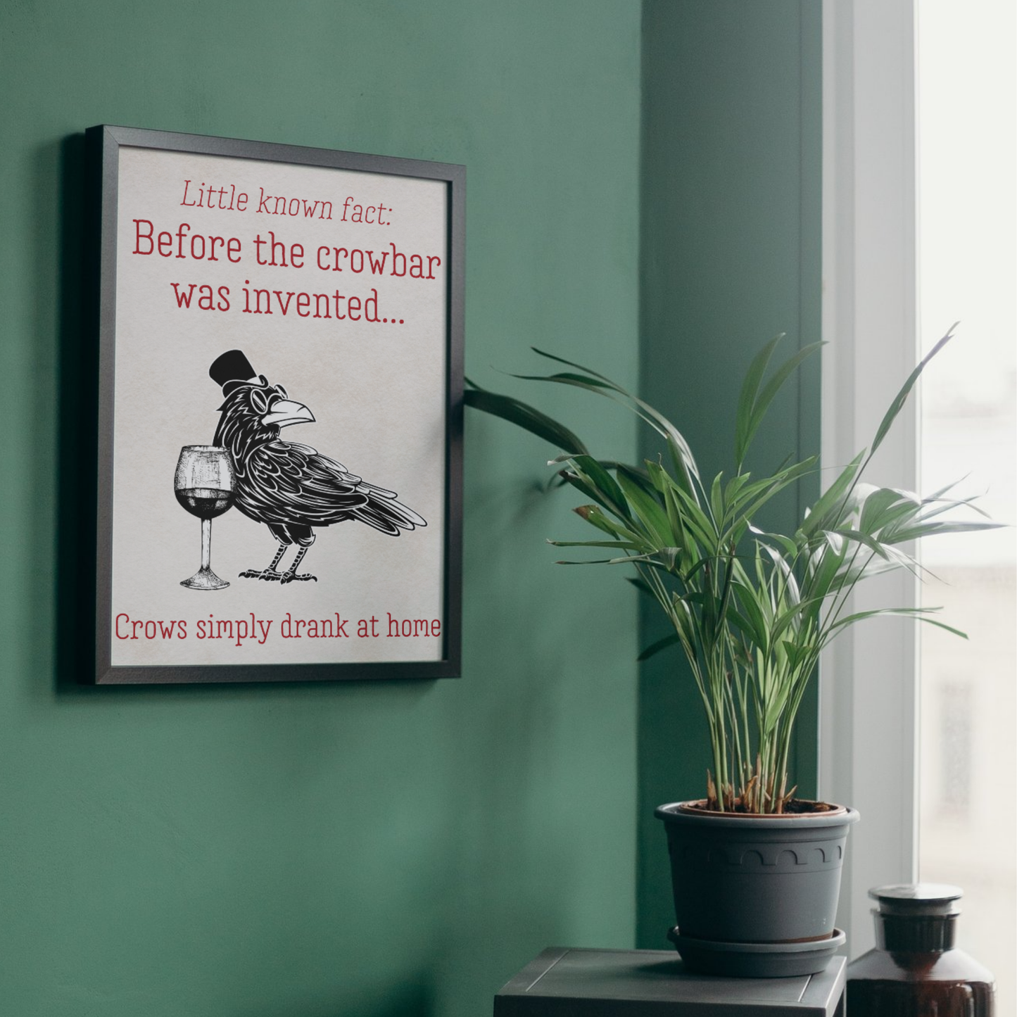 Crow Design A4 Print, High Quality Wall Art, Bar Wall Art, Funny Cartoon Poster, Dad Joke Poster, Home Bar Decor, Gift for Dad