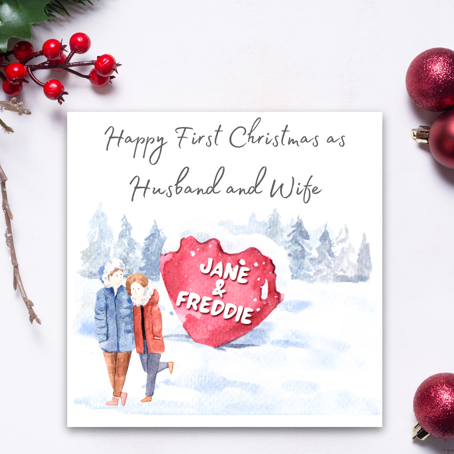 1st Christmas as Husband and Wife Personalised Christmas Card