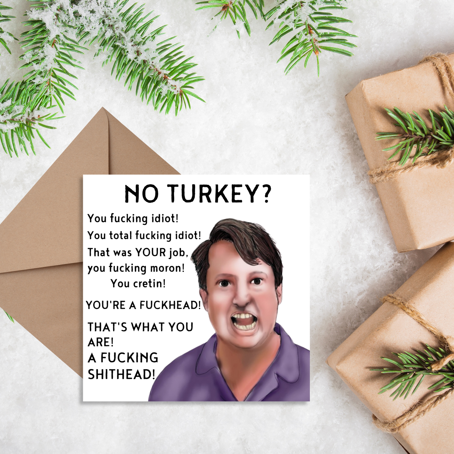 Funny Peep Show Christmas Card, Mark Corrigan Card, Peep Show Card, David Mitchell, Cretin Christmas Turkey Card