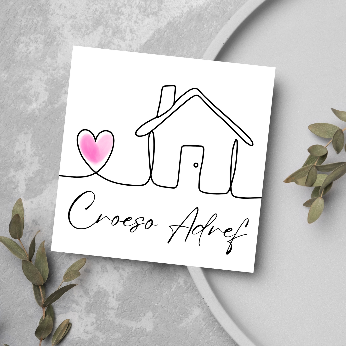 Welsh Language New Home Card, Croeso Adref, Welsh Housewarming Card