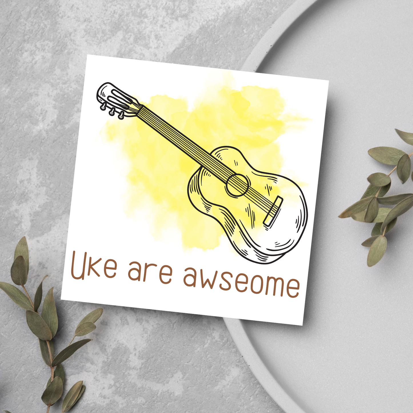 Ukulele Birthday Card, Musician Card, Musical Instrument Card