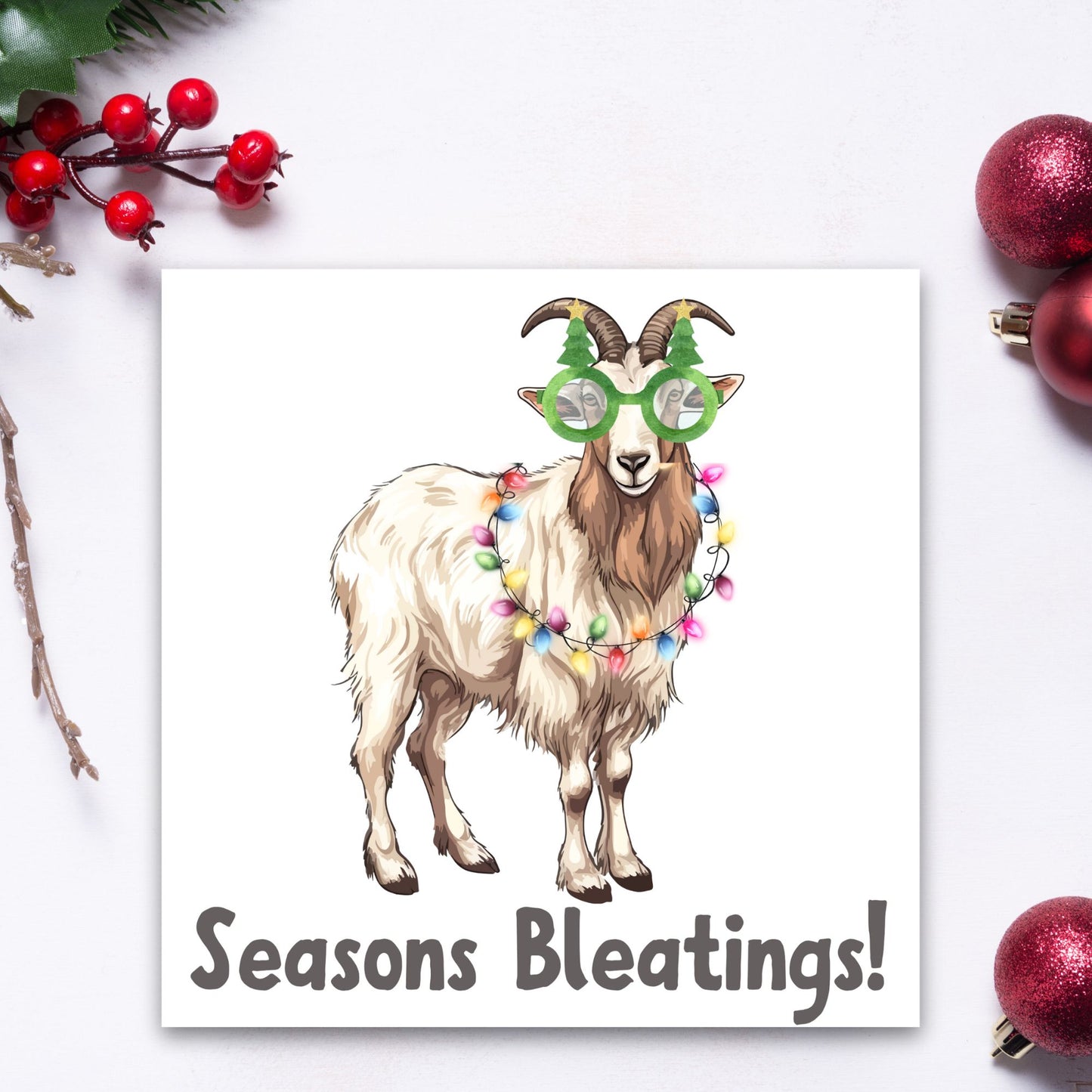 Adorable Goat Christmas card - Goat lover card - Goat christmas card