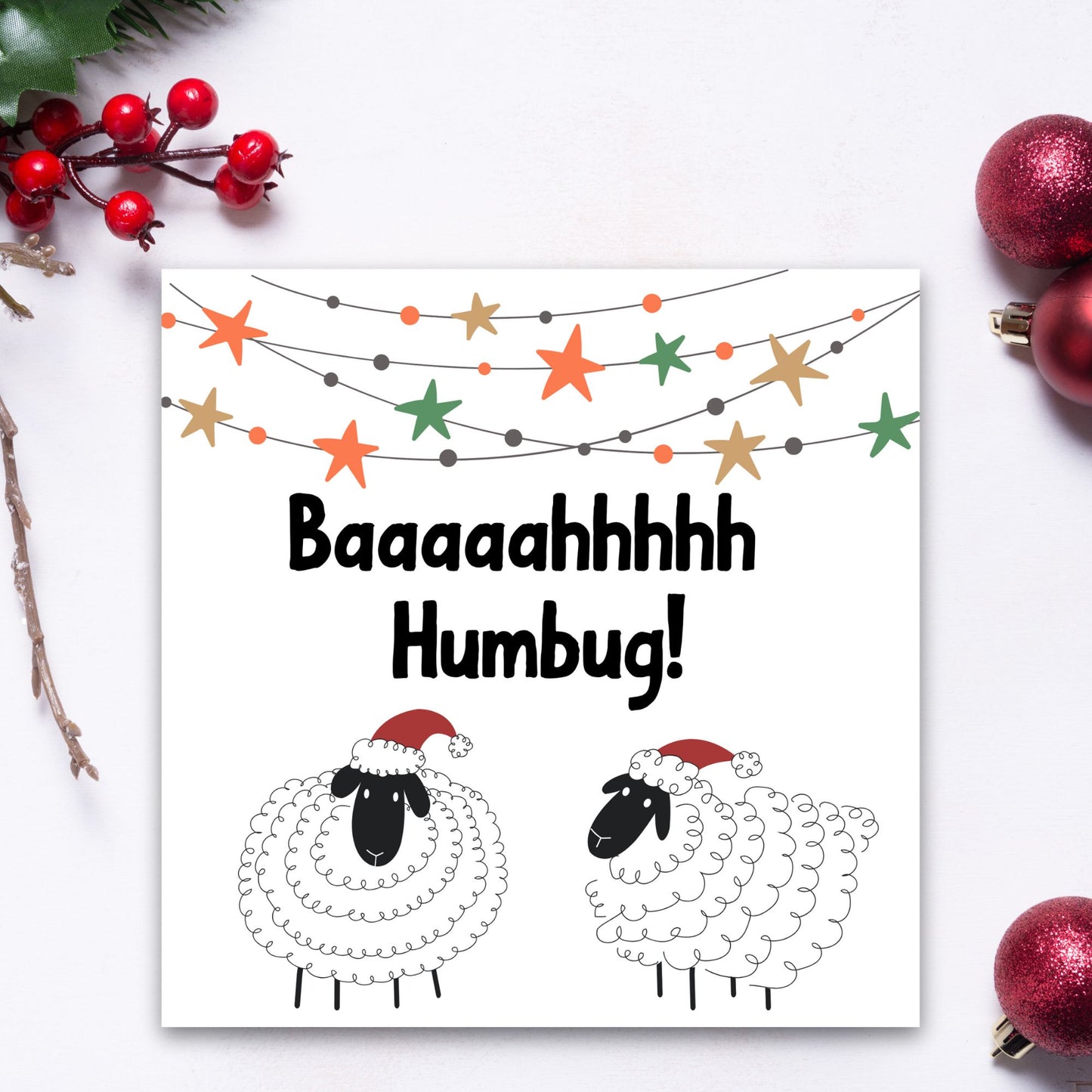 Adorable Sheep Christmas card - Sheep lover card - Sheep christmas card