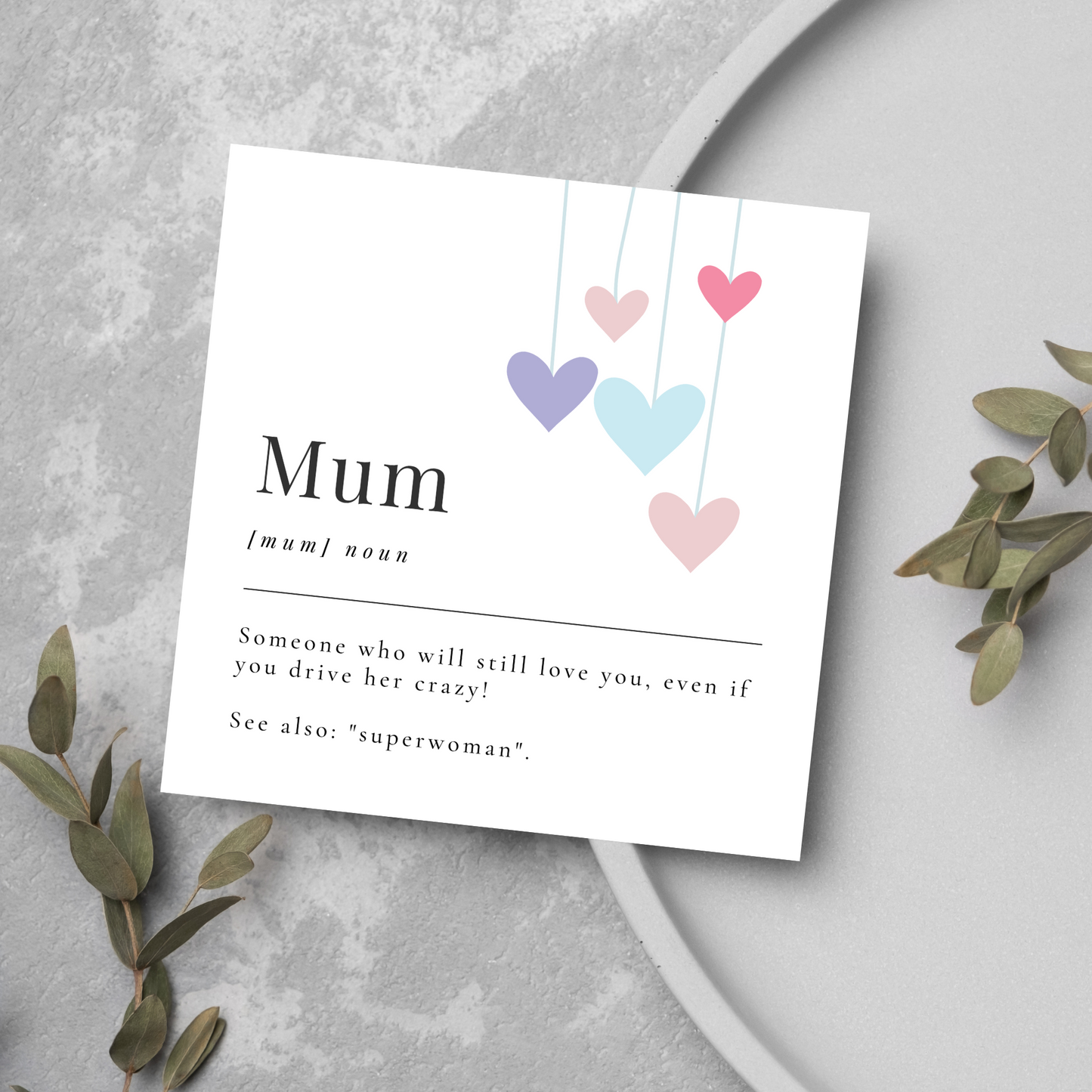 Dictionary Definition Design Mothers Day Card,