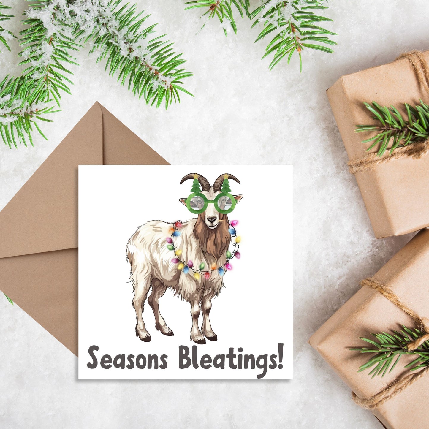 Adorable Goat Christmas card - Goat lover card - Goat christmas card