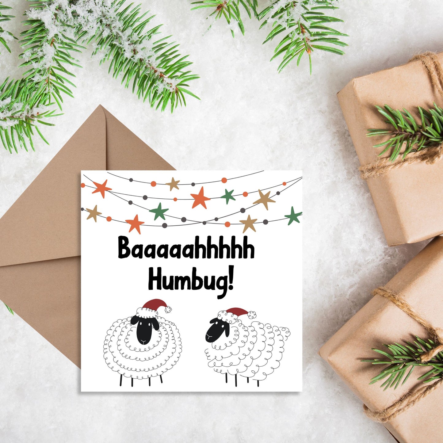 Adorable Sheep Christmas card - Sheep lover card - Sheep christmas card