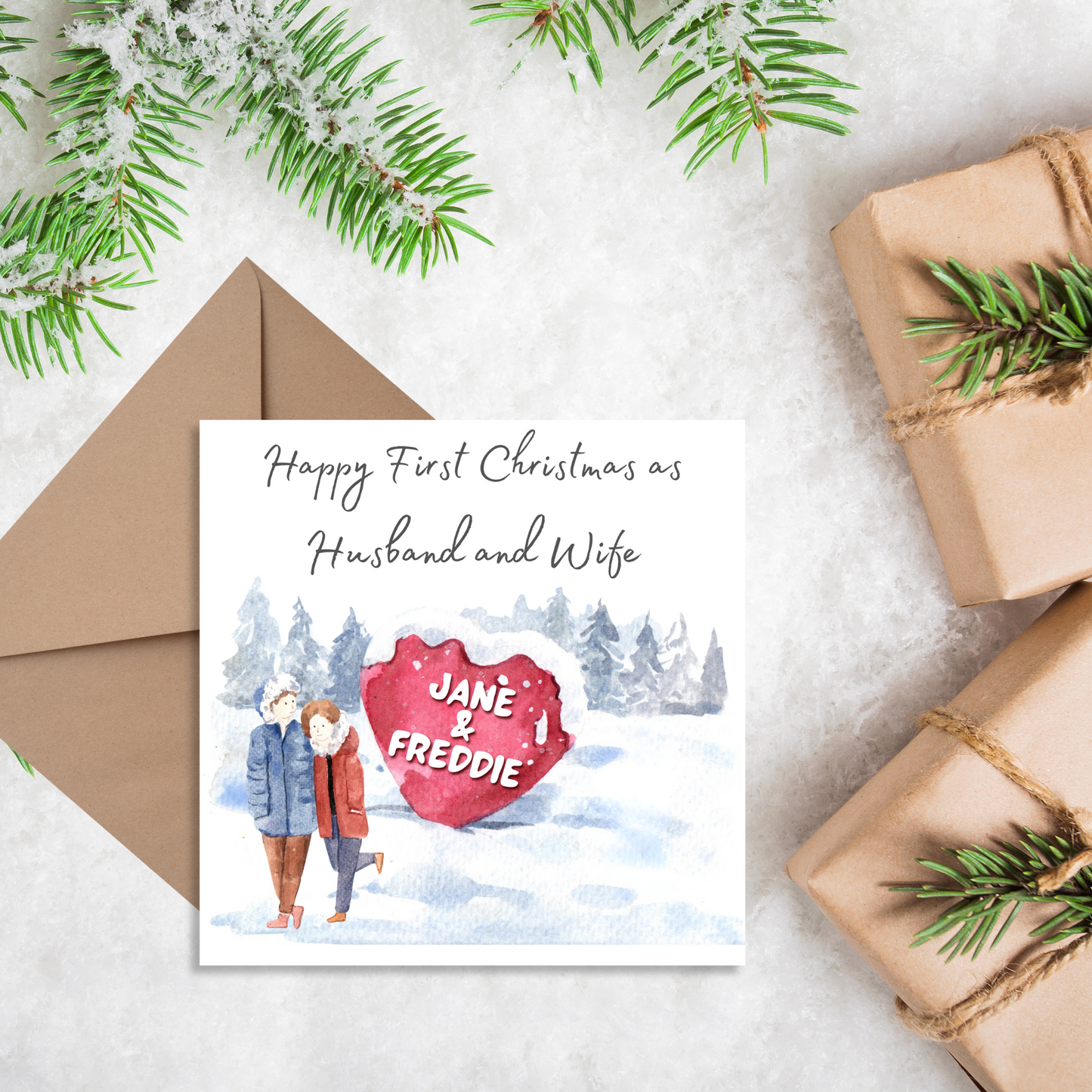 1st Christmas as Husband and Wife Personalised Christmas Card