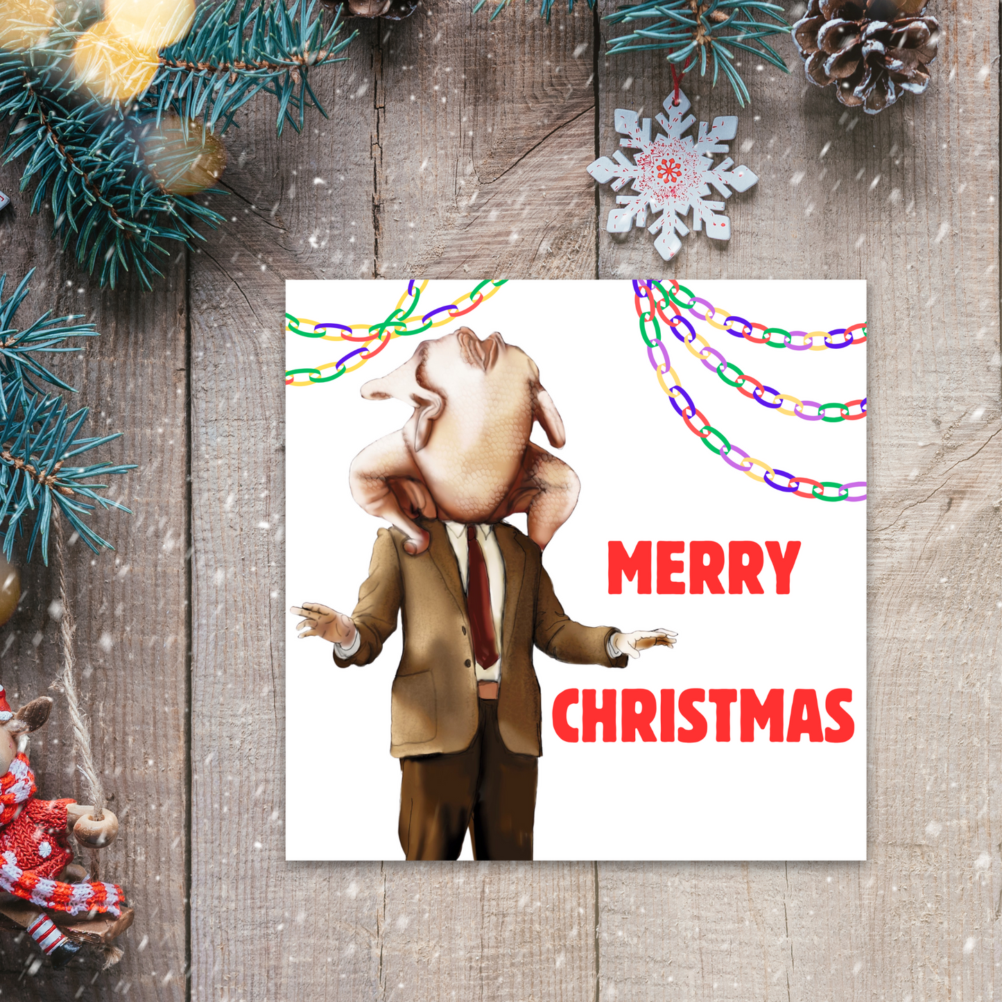 Funny Mr Bean Christmas Card, Christmas Turkey Card, Mr Bean Xmas Card