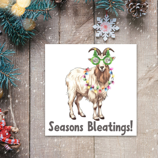 Adorable Goat Christmas card - Goat lover card - Goat christmas card