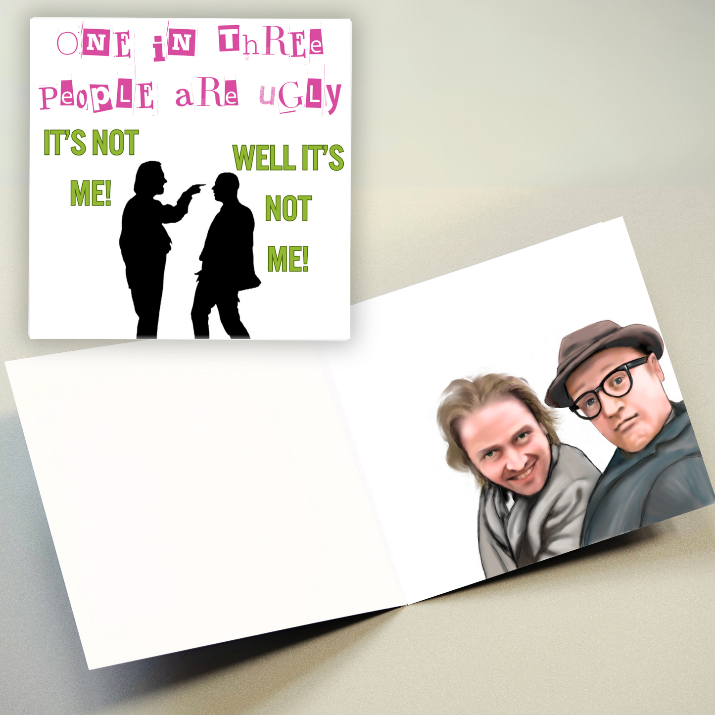Bottom Card, Rik Mayall, Richie, Internal Design, Birthday Card, Funny Card, TV Card, Ade Edmondson, Bottom TV Show Card, Ugly Card