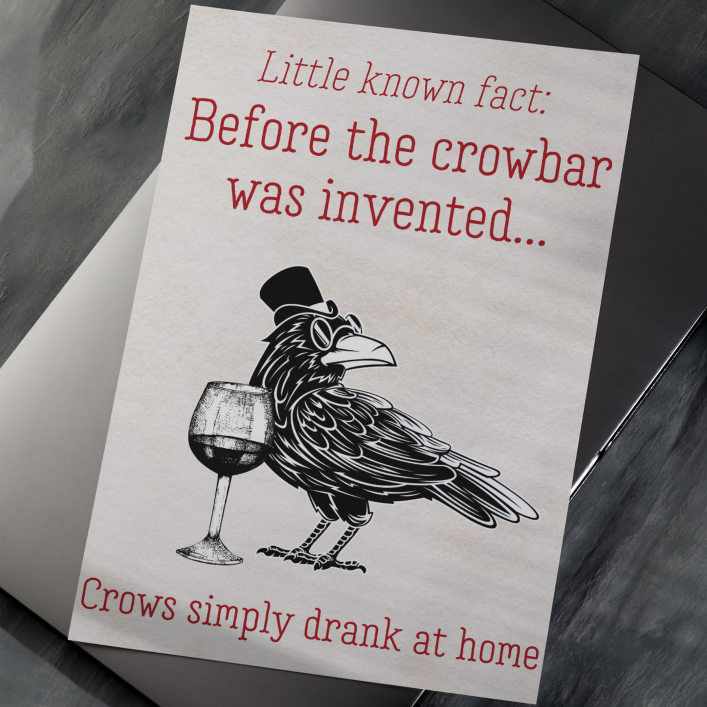 Crow Design A4 Print, High Quality Wall Art, Bar Wall Art, Funny Cartoon Poster, Dad Joke Poster, Home Bar Decor, Gift for Dad