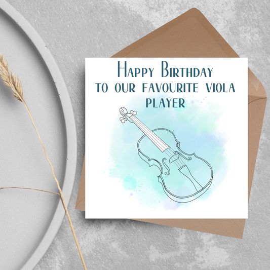 Viola Birthday Card, Musician Card, Musical Instrument Card