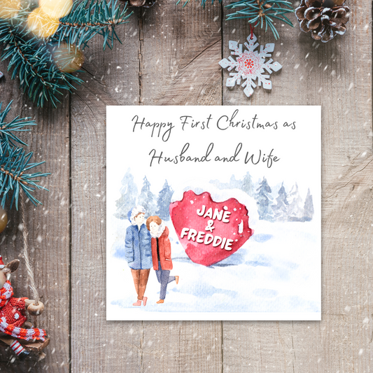 1st Christmas as Husband and Wife Personalised Christmas Card