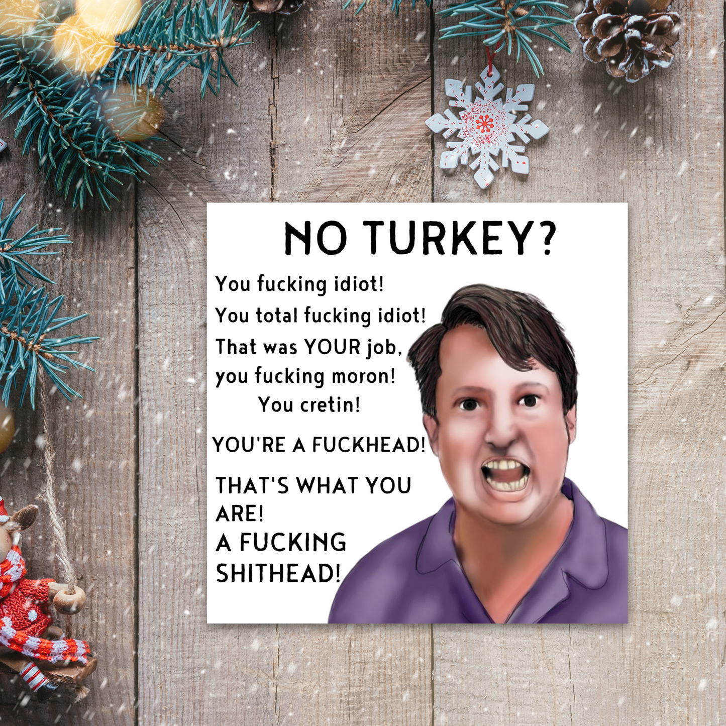 Funny Peep Show Christmas Card, Mark Corrigan Card, Peep Show Card, David Mitchell, Cretin Christmas Turkey Card