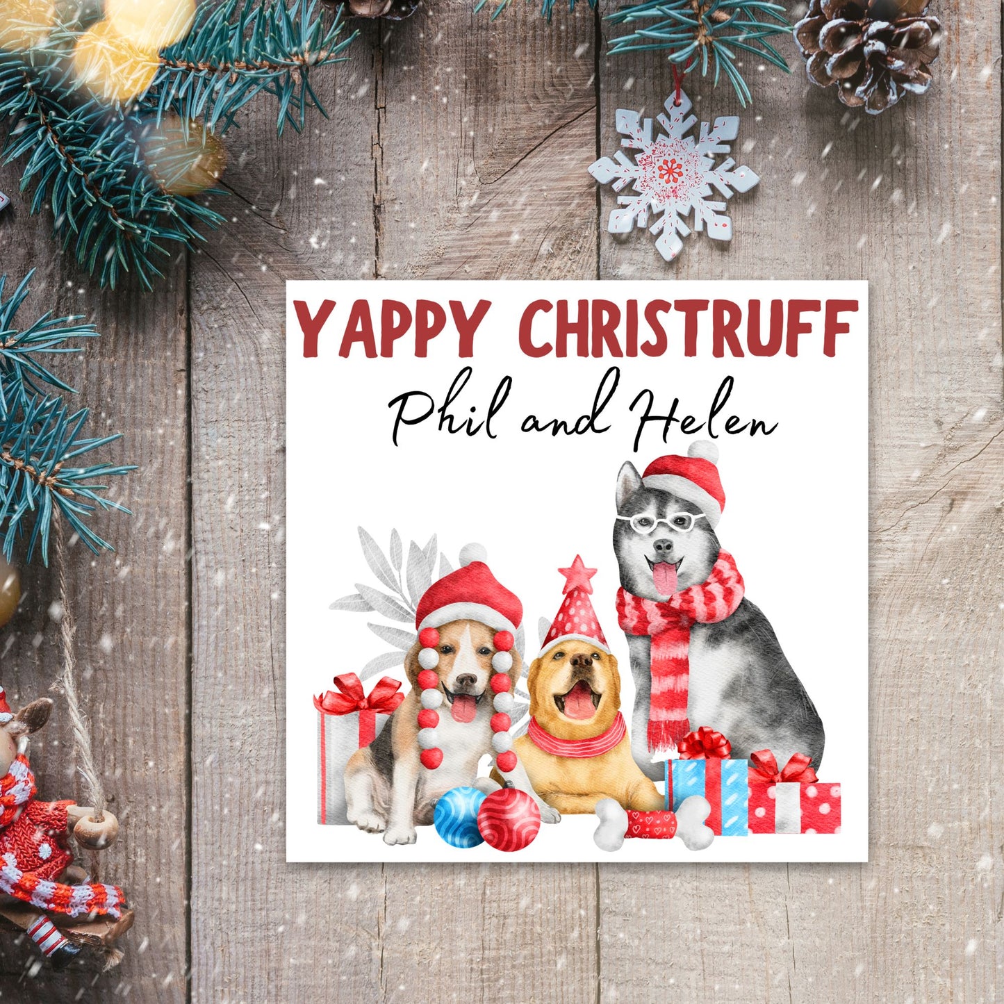 Adorable Personalised Dog Christmas card - Dog lover card - Dog christmas card