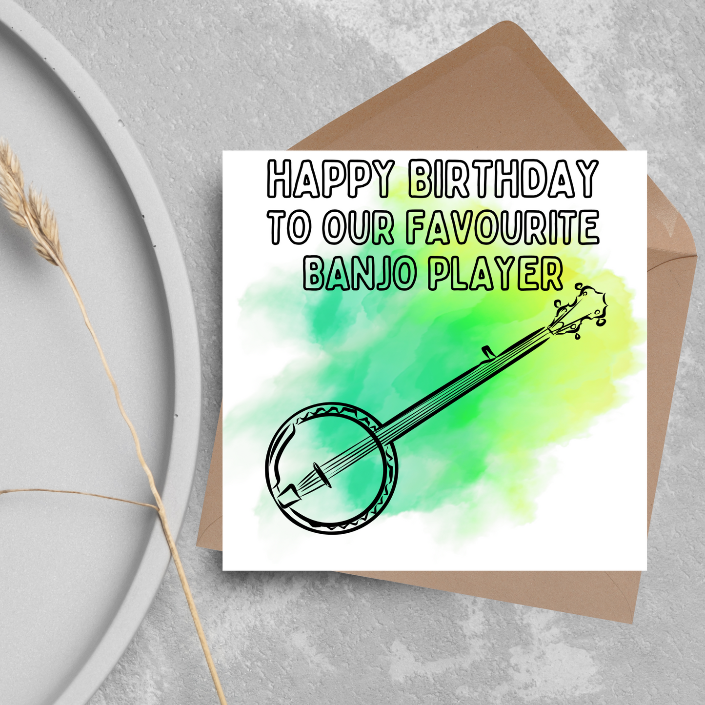 Banjo Birthday Card, Musician Card, Musical Instrument Card