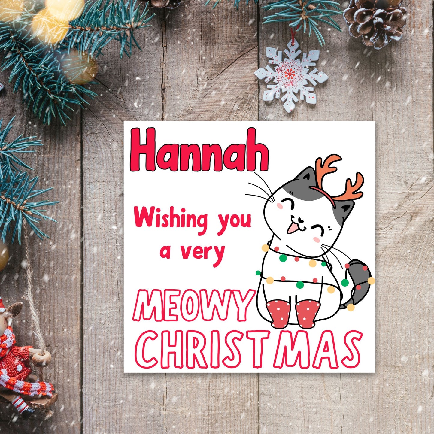 Adorable Personalised Cat Christmas card - Cat lover card - Cat christmas card