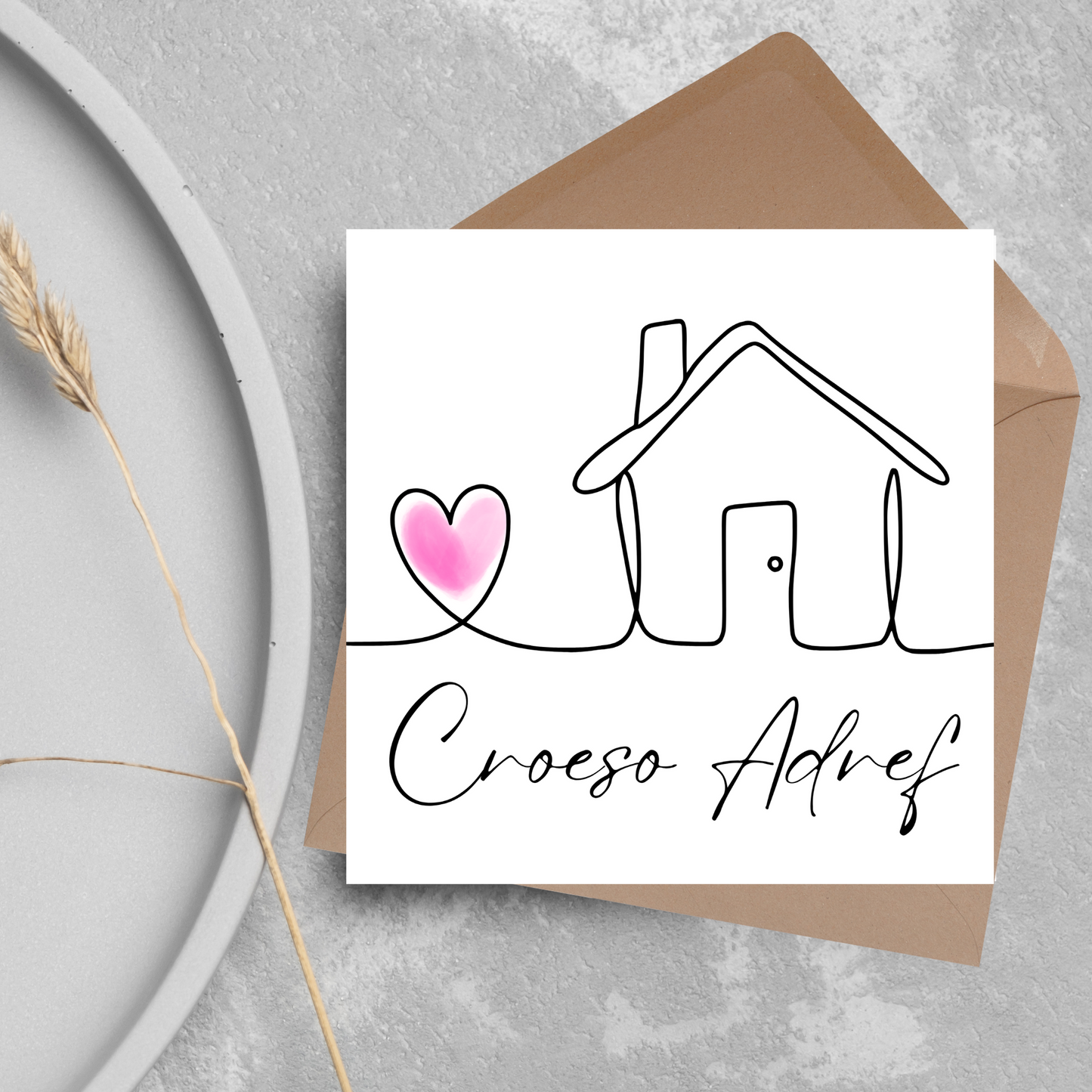 Welsh Language New Home Card, Croeso Adref, Welsh Housewarming Card