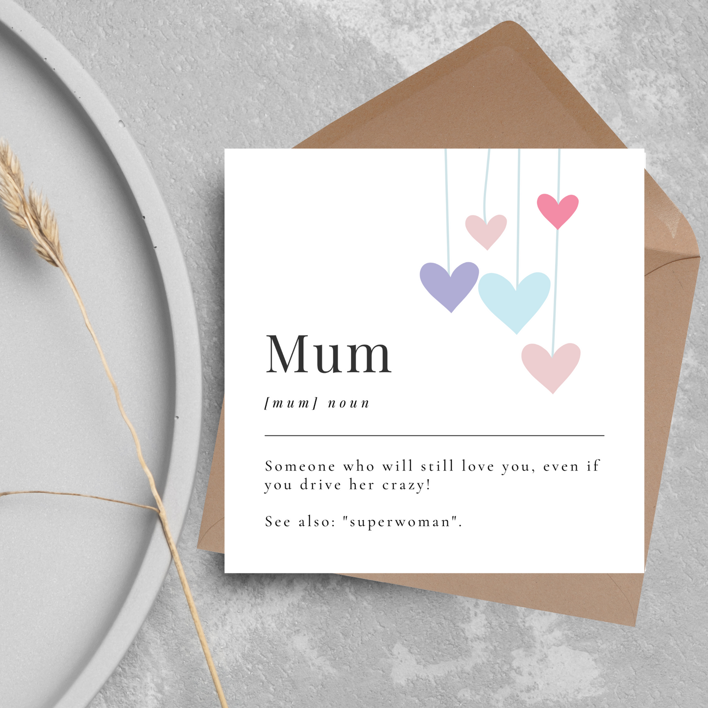 Dictionary Definition Design Mothers Day Card,