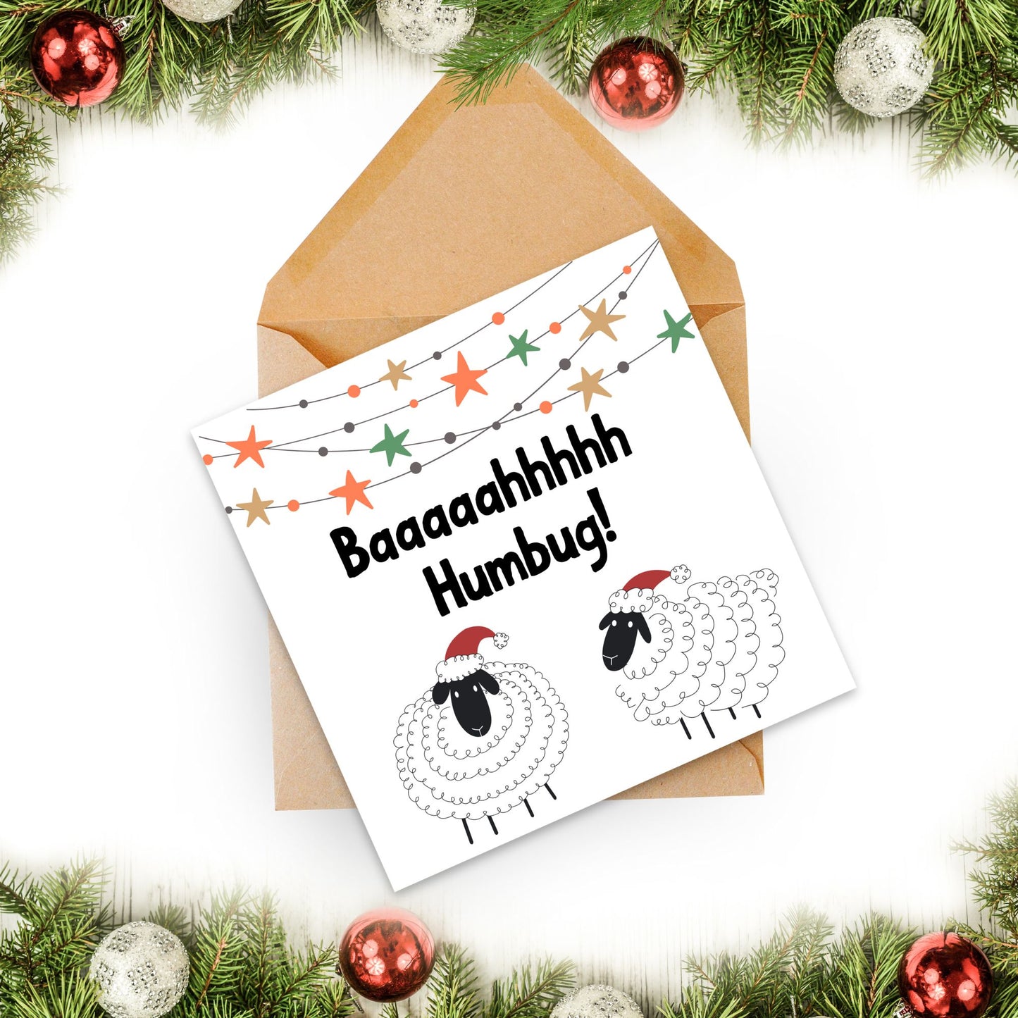 Adorable Sheep Christmas card - Sheep lover card - Sheep christmas card