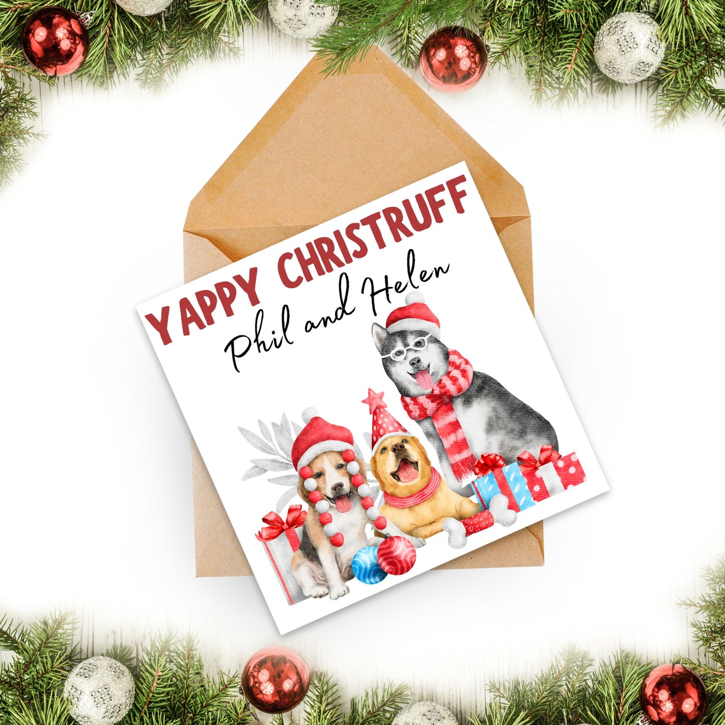 Adorable Personalised Dog Christmas card - Dog lover card - Dog christmas card
