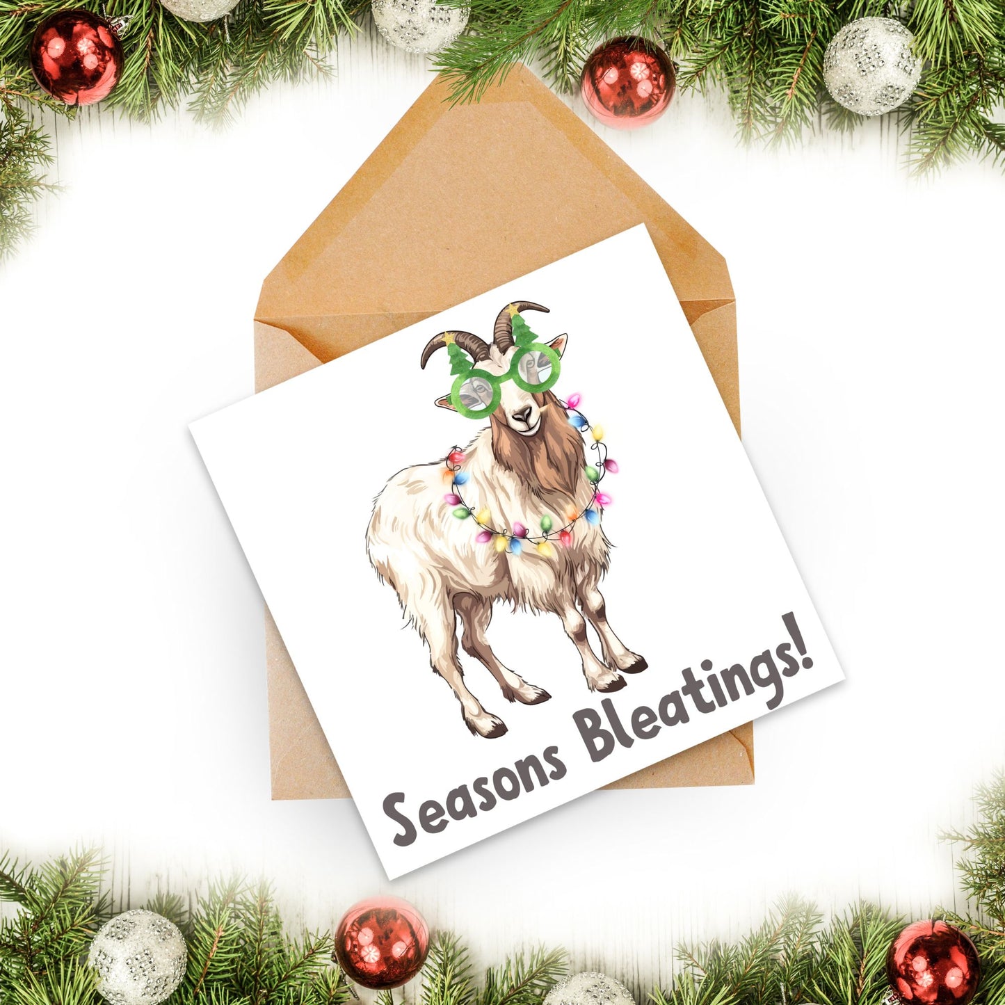 Adorable Goat Christmas card - Goat lover card - Goat christmas card