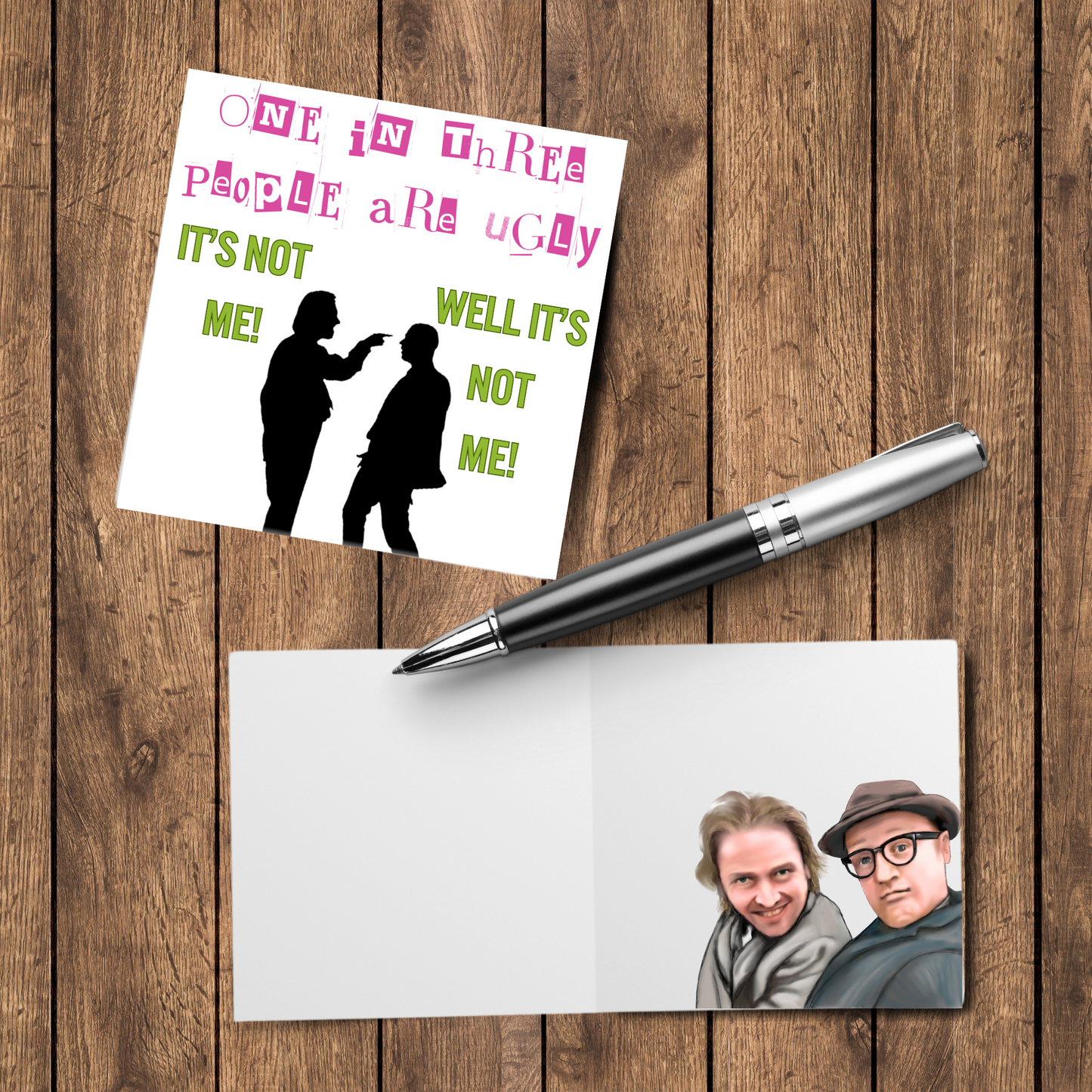 Bottom Card, Rik Mayall, Richie, Internal Design, Birthday Card, Funny Card, TV Card, Ade Edmondson, Bottom TV Show Card, Ugly Card