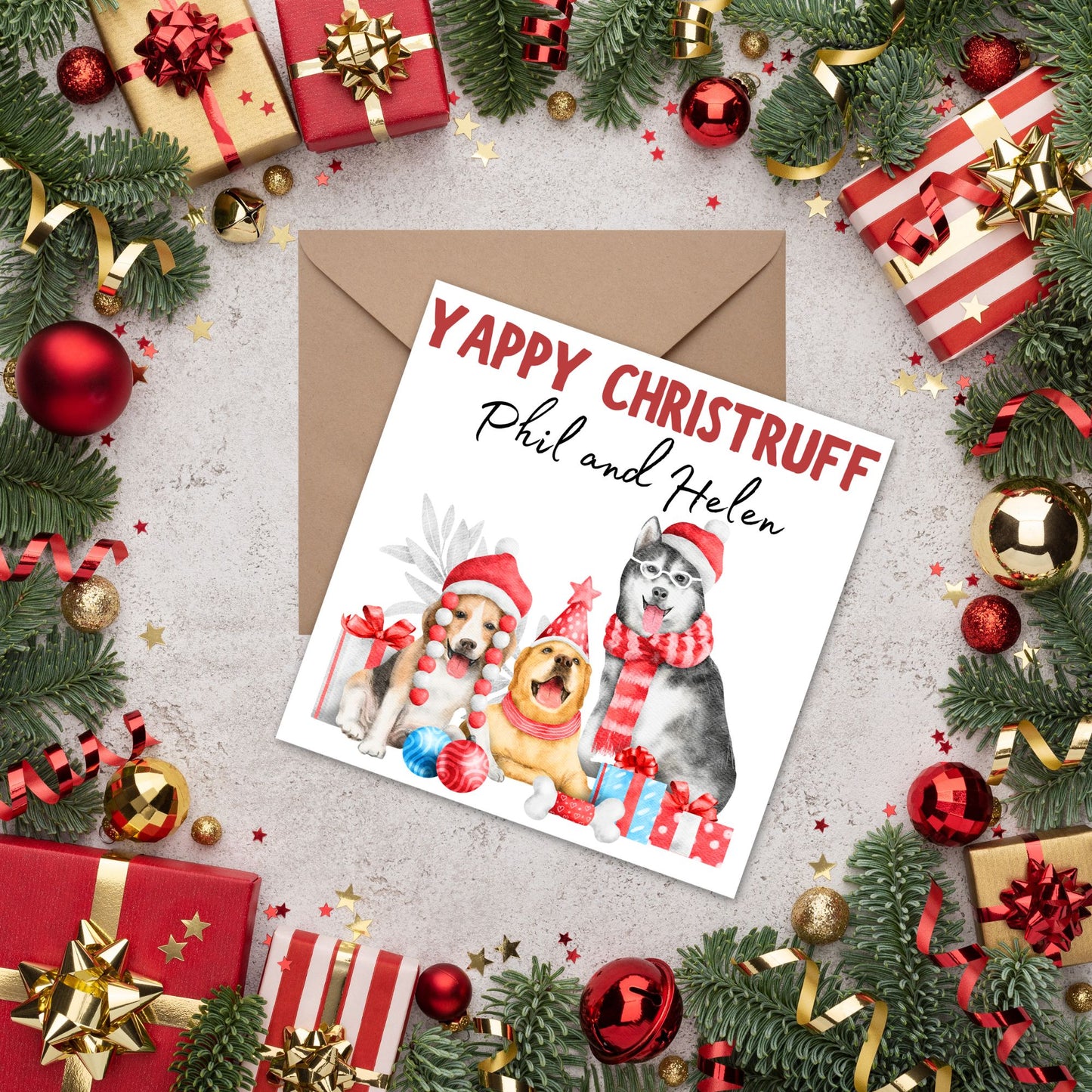 Adorable Personalised Dog Christmas card - Dog lover card - Dog christmas card
