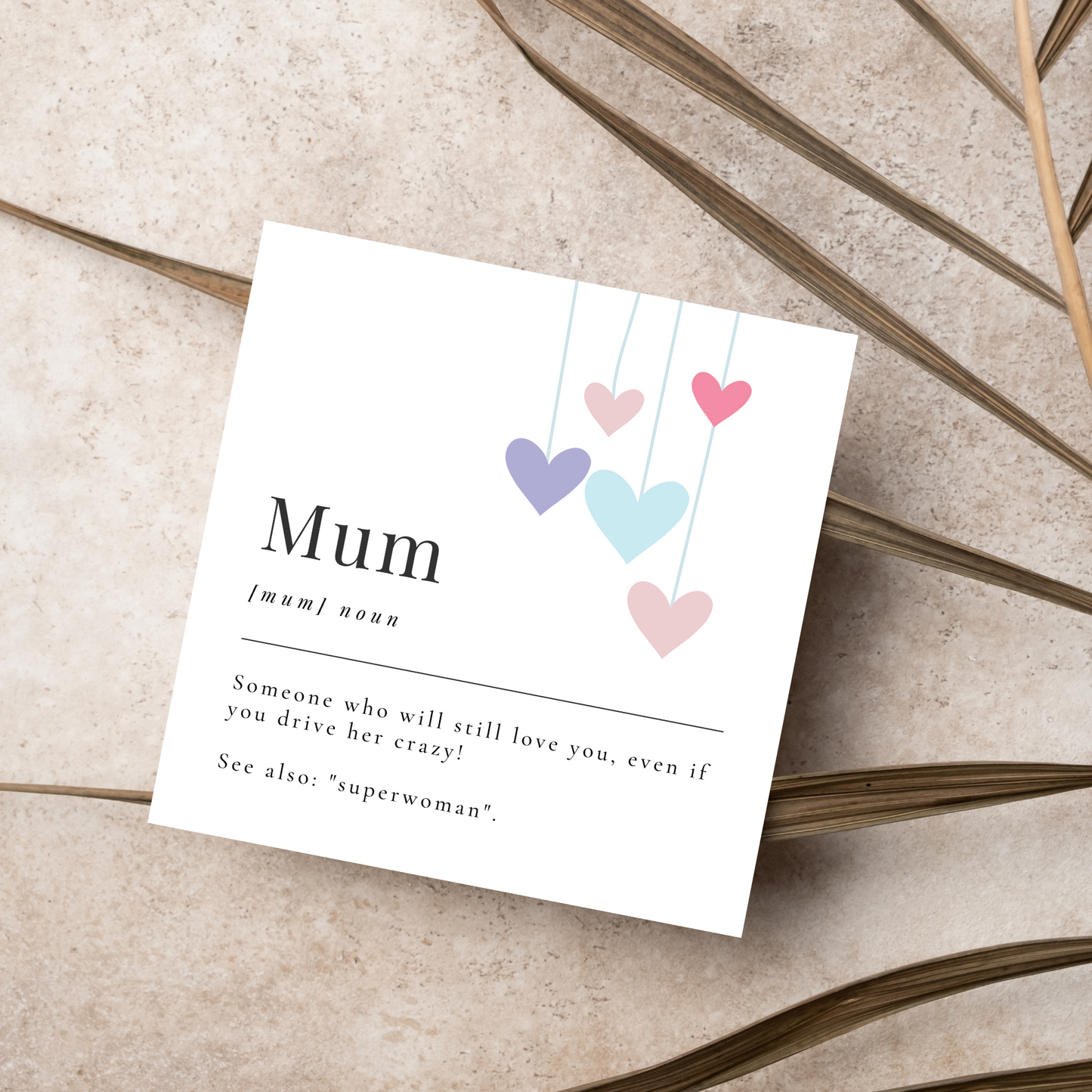 Dictionary Definition Design Mothers Day Card,