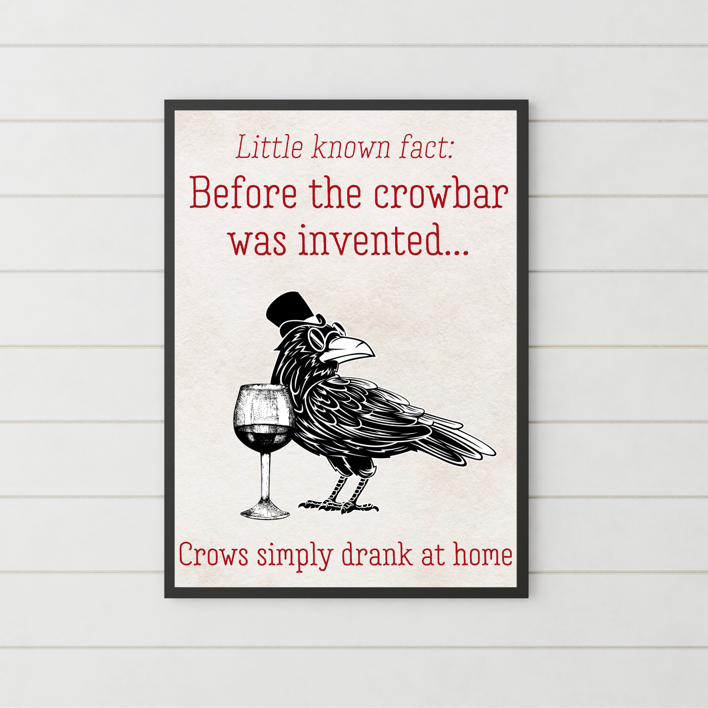 Crow Design A4 Print, High Quality Wall Art, Bar Wall Art, Funny Cartoon Poster, Dad Joke Poster, Home Bar Decor, Gift for Dad
