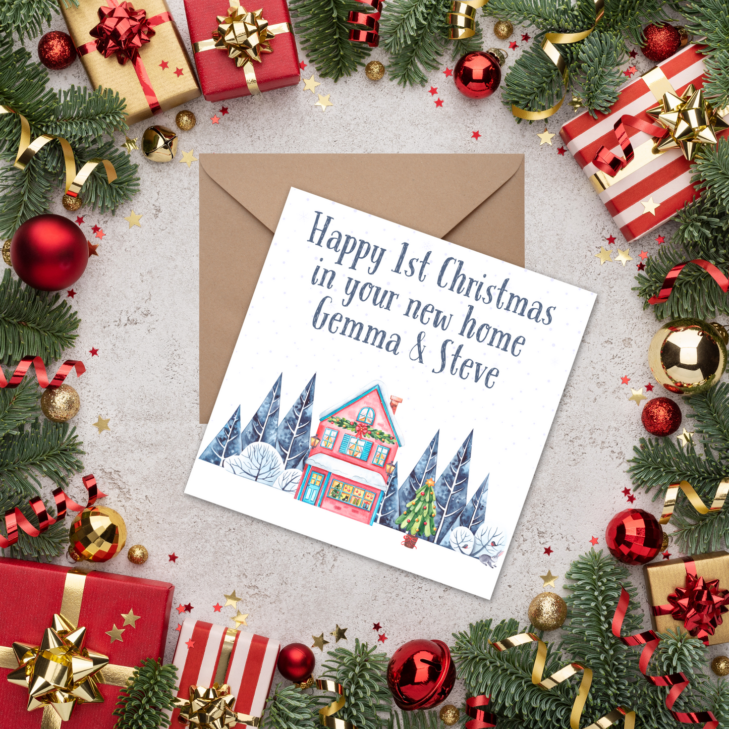1st Christmas in New Home Personalised Christmas Card