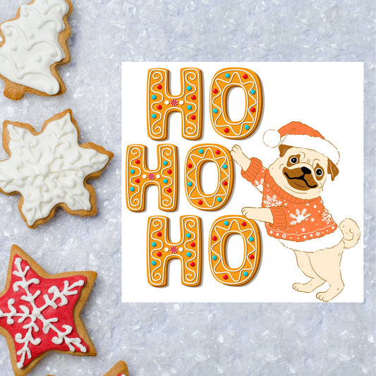 Adorable Pug Christmas card - dog lover card - dog christmas card
