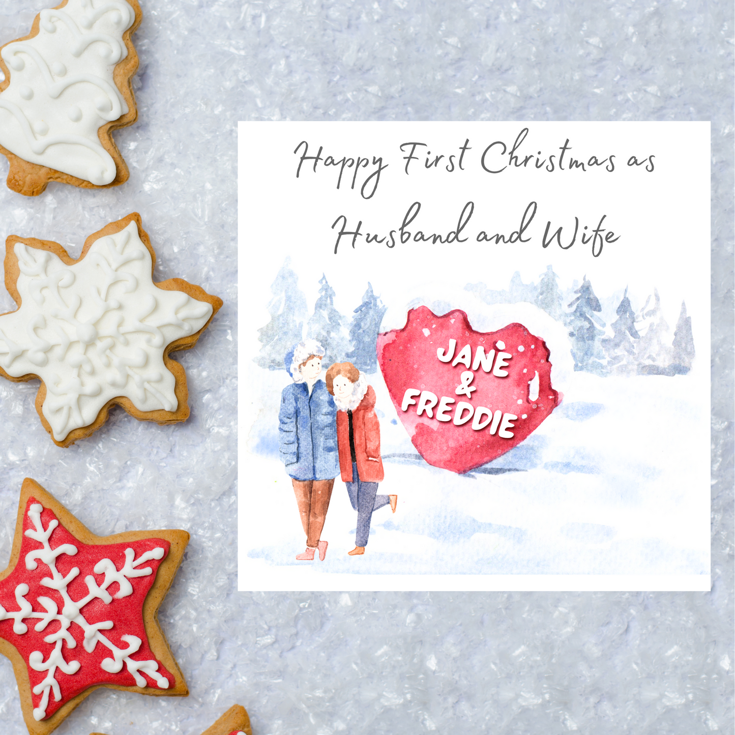 1st Christmas as Husband and Wife Personalised Christmas Card