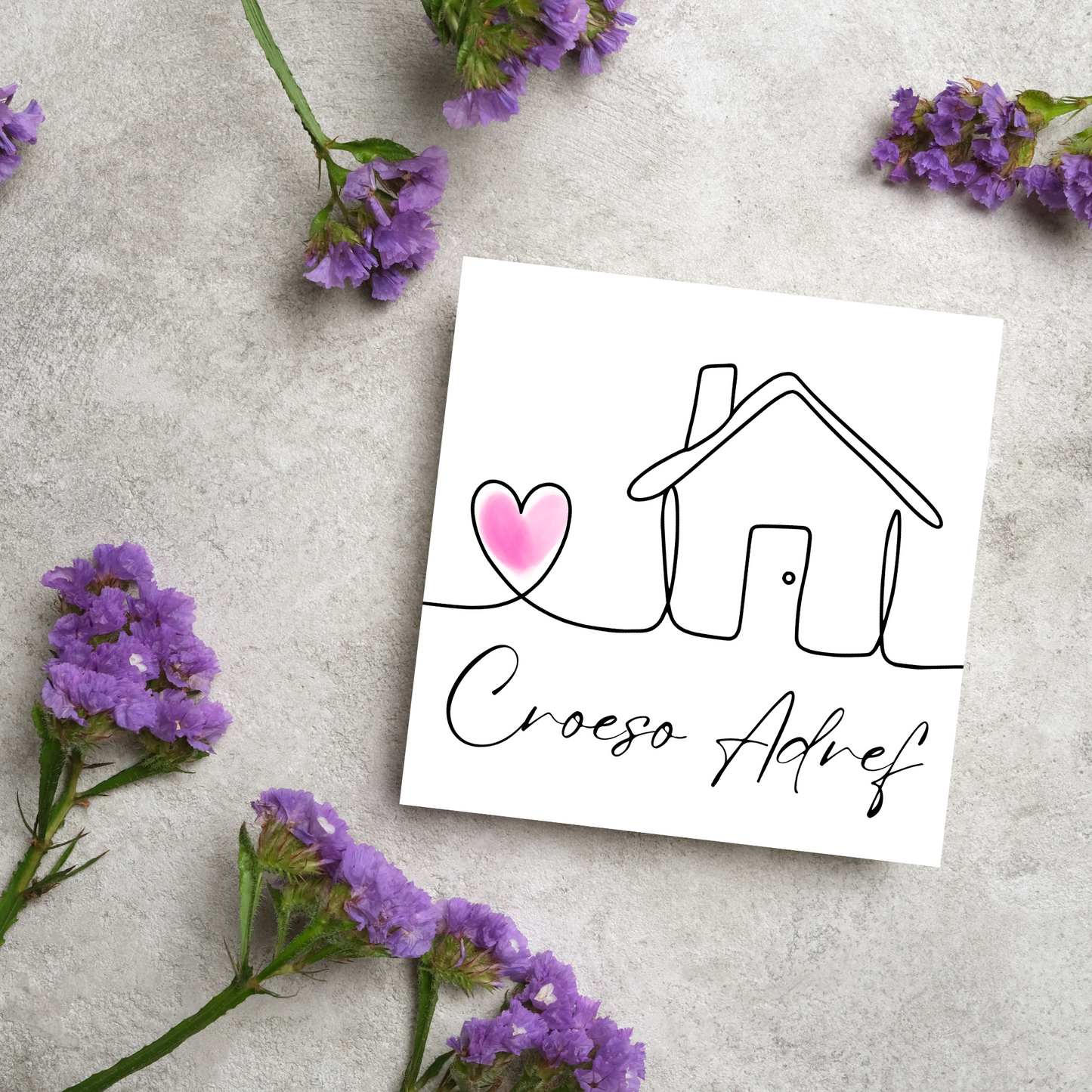 Welsh Language New Home Card, Croeso Adref, Welsh Housewarming Card