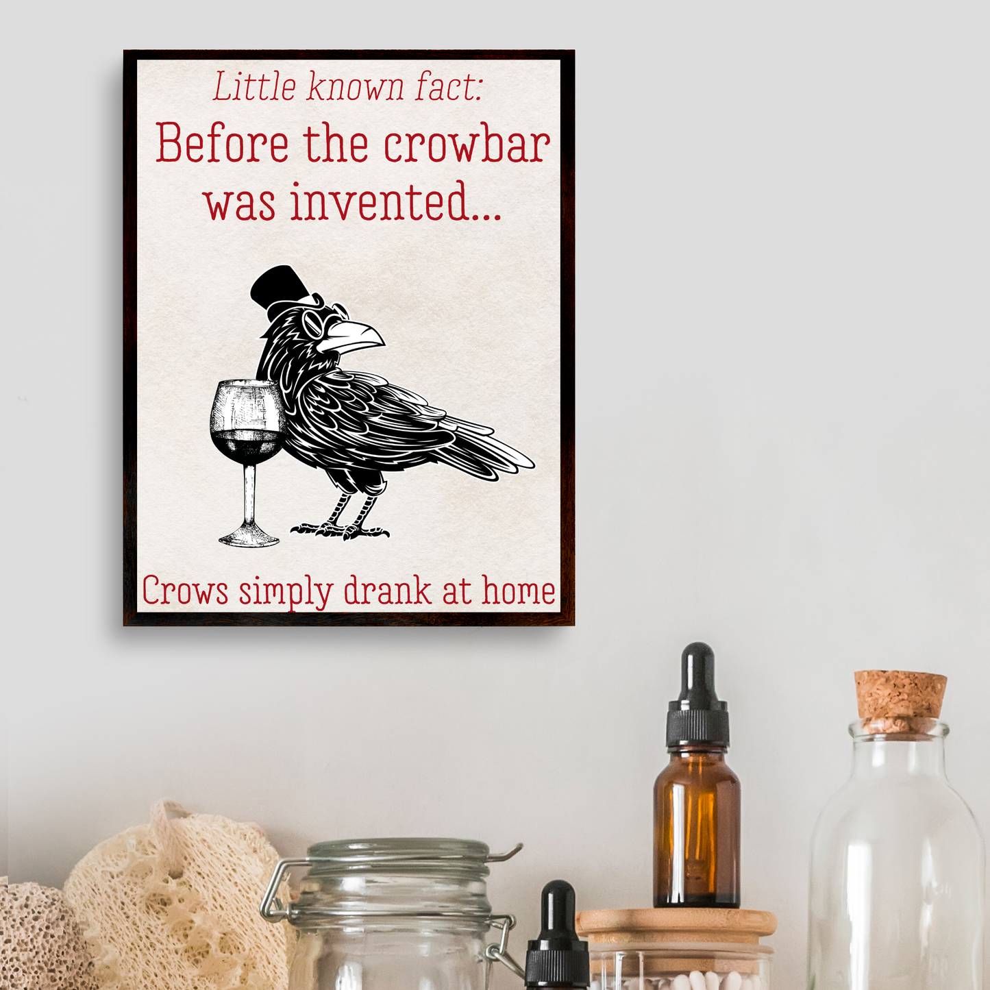 Crow Design A4 Print, High Quality Wall Art, Bar Wall Art, Funny Cartoon Poster, Dad Joke Poster, Home Bar Decor, Gift for Dad
