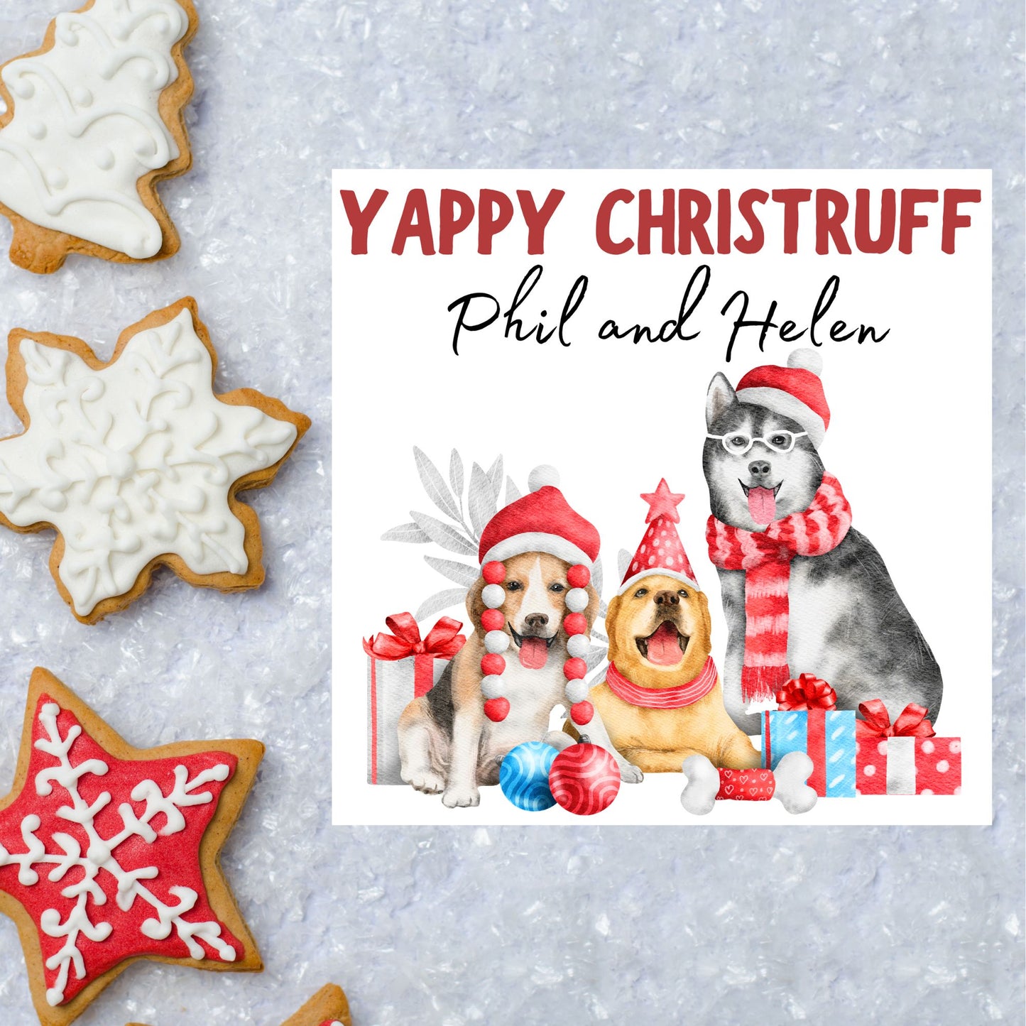 Adorable Personalised Dog Christmas card - Dog lover card - Dog christmas card