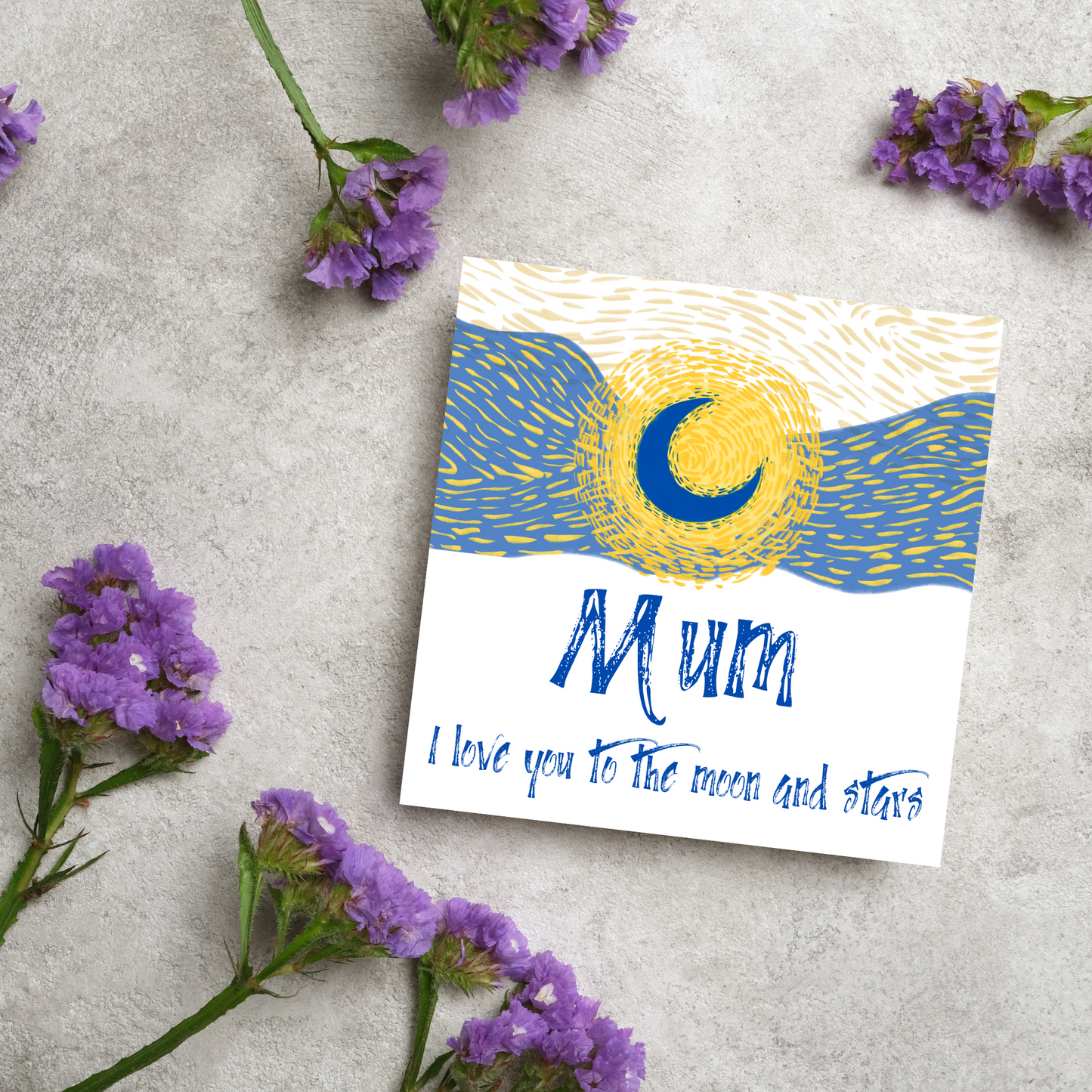 Van Gogh Inspired Design Mothers Day Card, Starry NIght