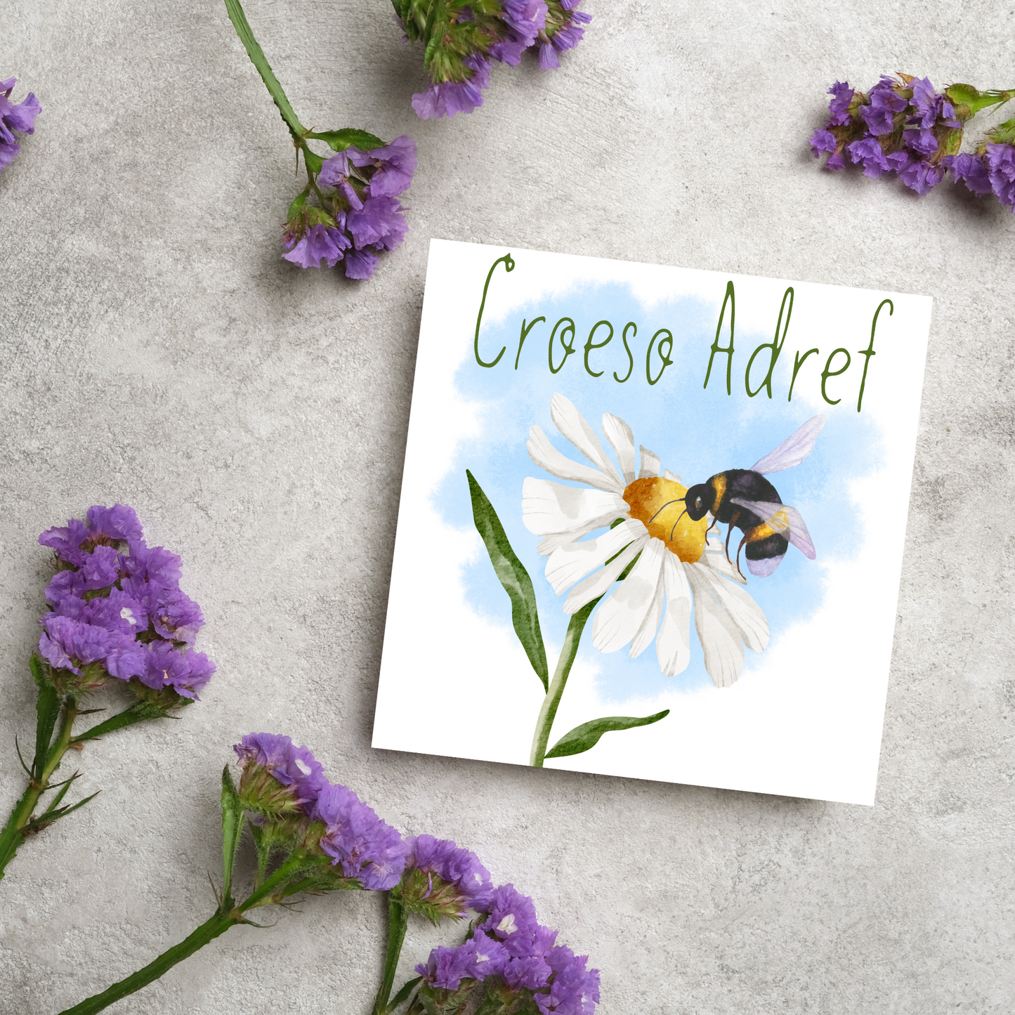 Welsh Language New Home Card, Croeso Adref, Welsh Bee Housewarming Card
