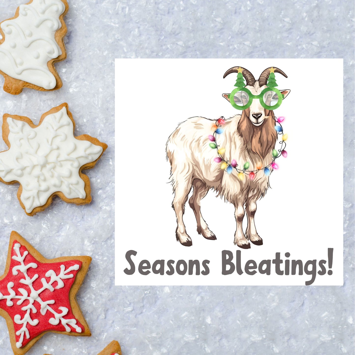 Adorable Goat Christmas card - Goat lover card - Goat christmas card