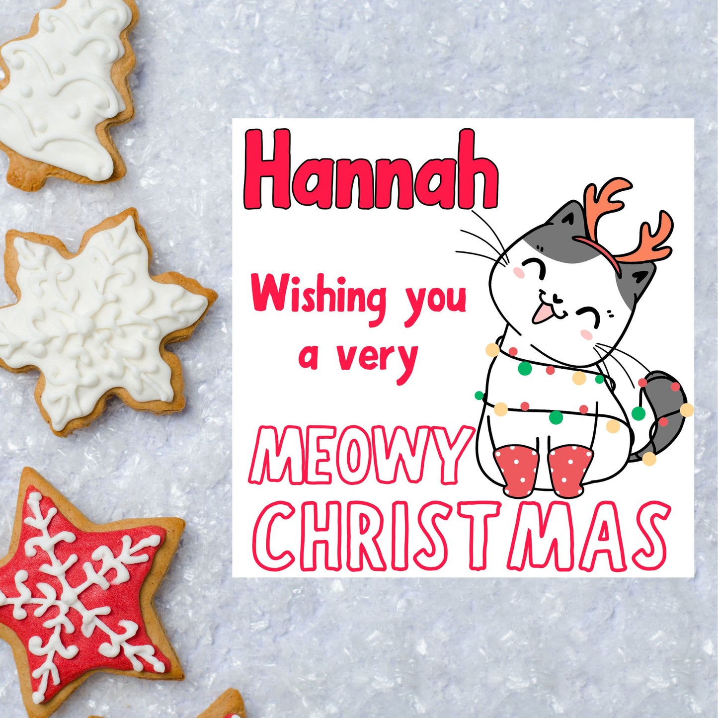 Adorable Personalised Cat Christmas card - Cat lover card - Cat christmas card