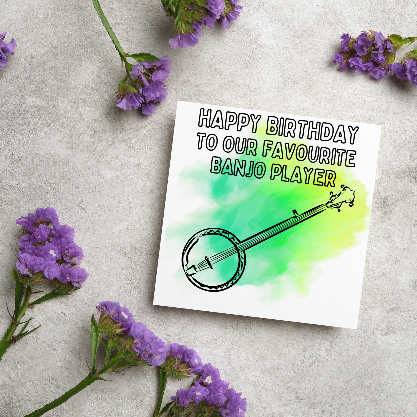Banjo Birthday Card, Musician Card, Musical Instrument Card