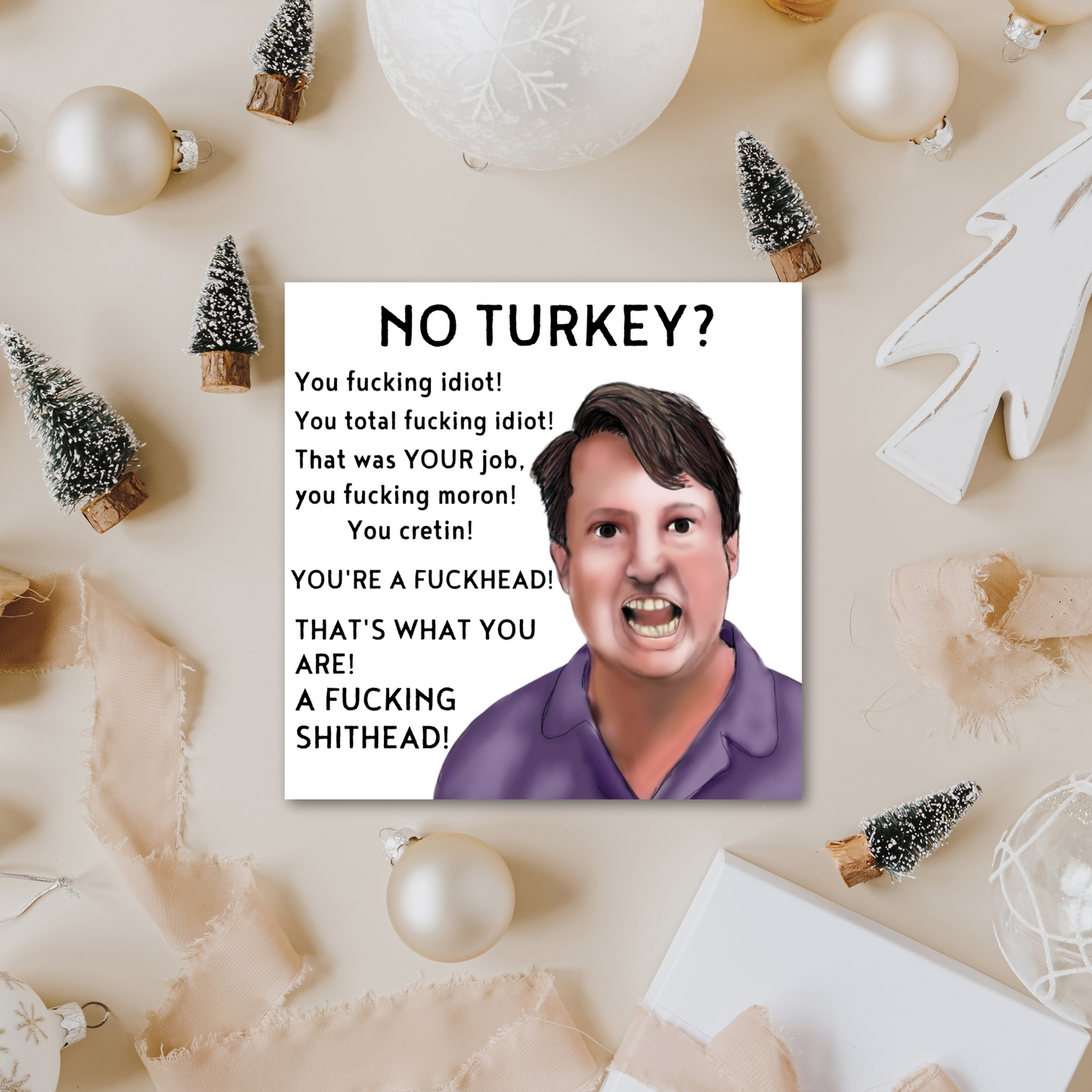 Funny Peep Show Christmas Card, Mark Corrigan Card, Peep Show Card, David Mitchell, Cretin Christmas Turkey Card