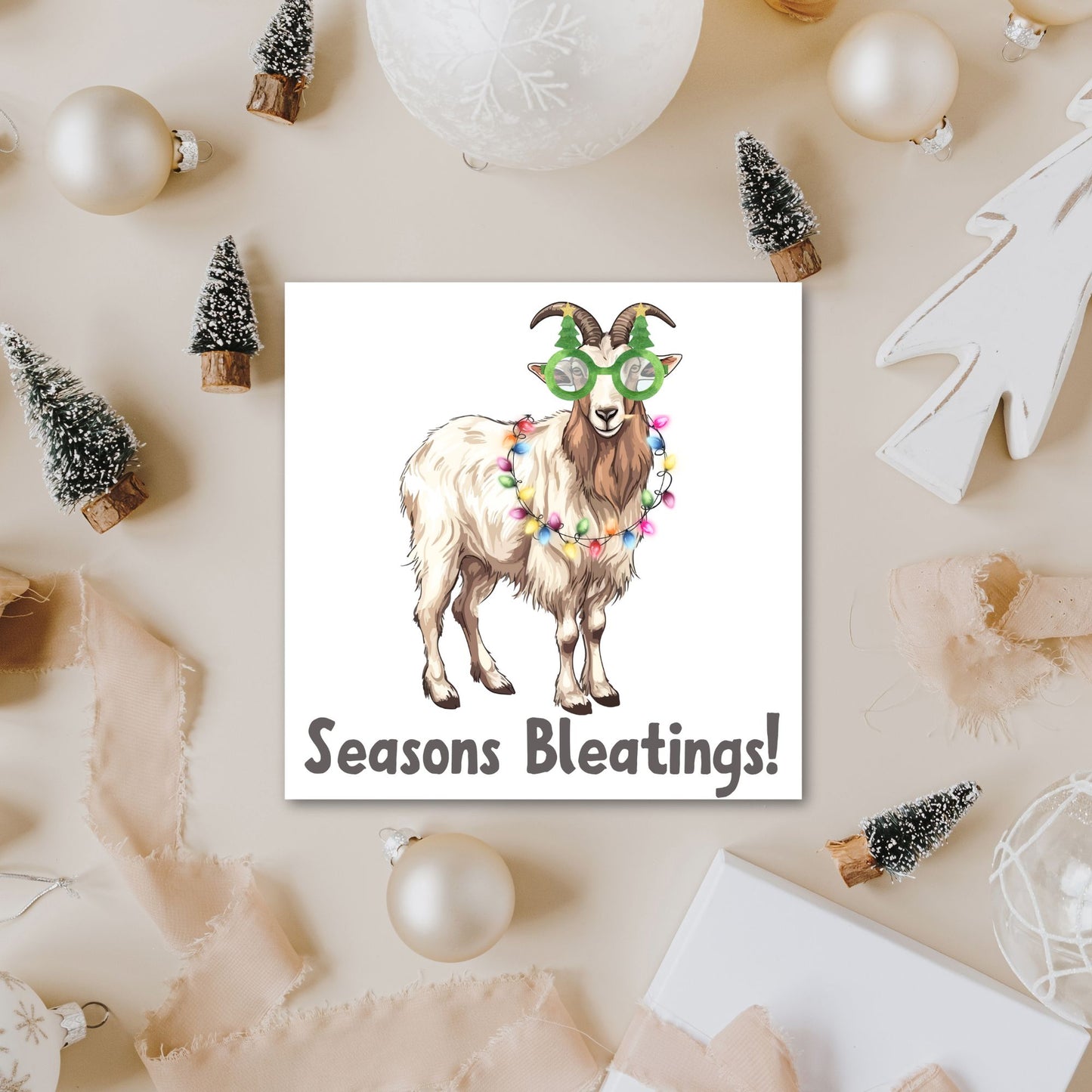 Adorable Goat Christmas card - Goat lover card - Goat christmas card