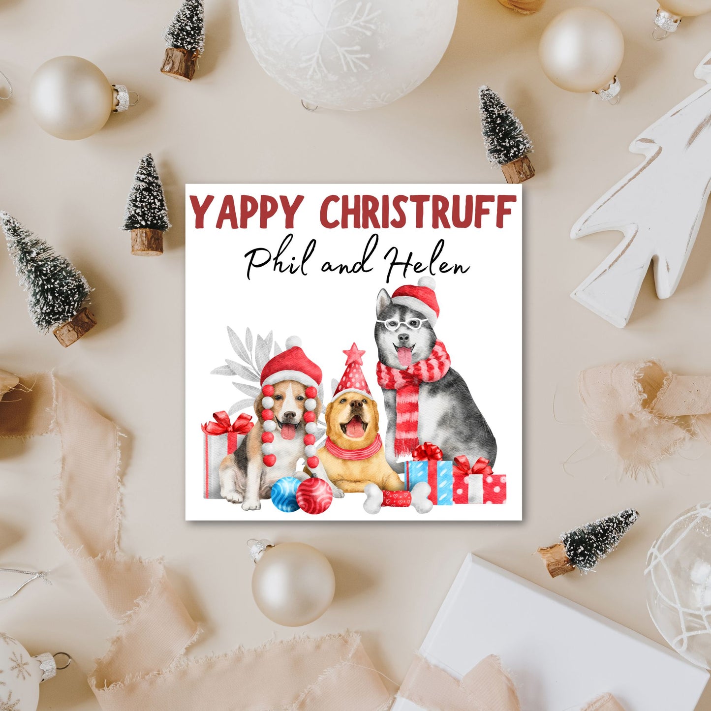 Adorable Personalised Dog Christmas card - Dog lover card - Dog christmas card