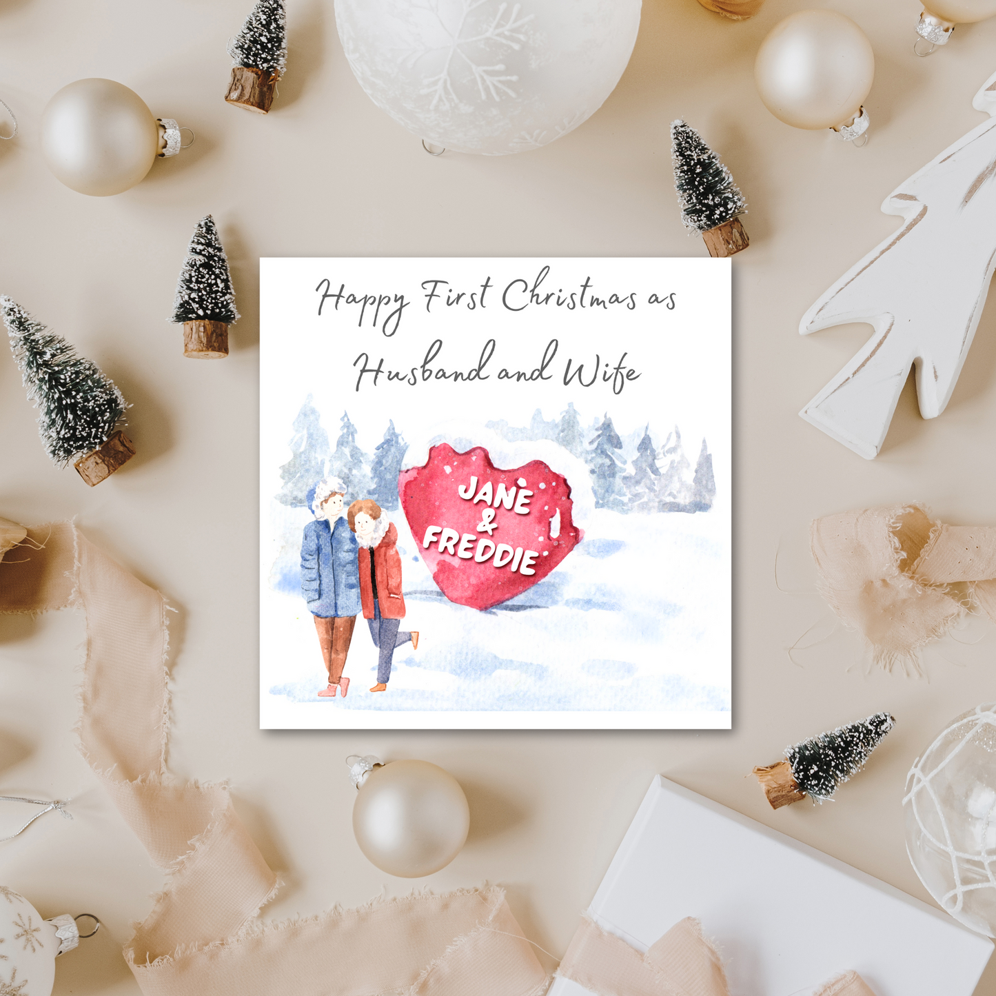 1st Christmas as Husband and Wife Personalised Christmas Card