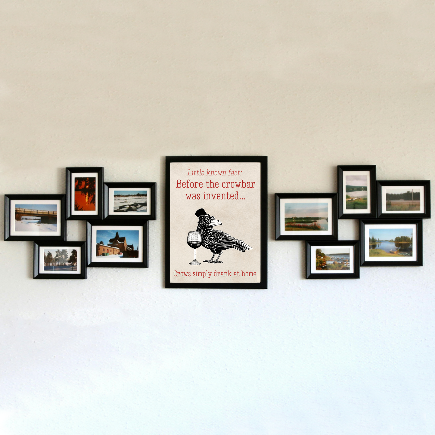 Crow Design A4 Print, High Quality Wall Art, Bar Wall Art, Funny Cartoon Poster, Dad Joke Poster, Home Bar Decor, Gift for Dad