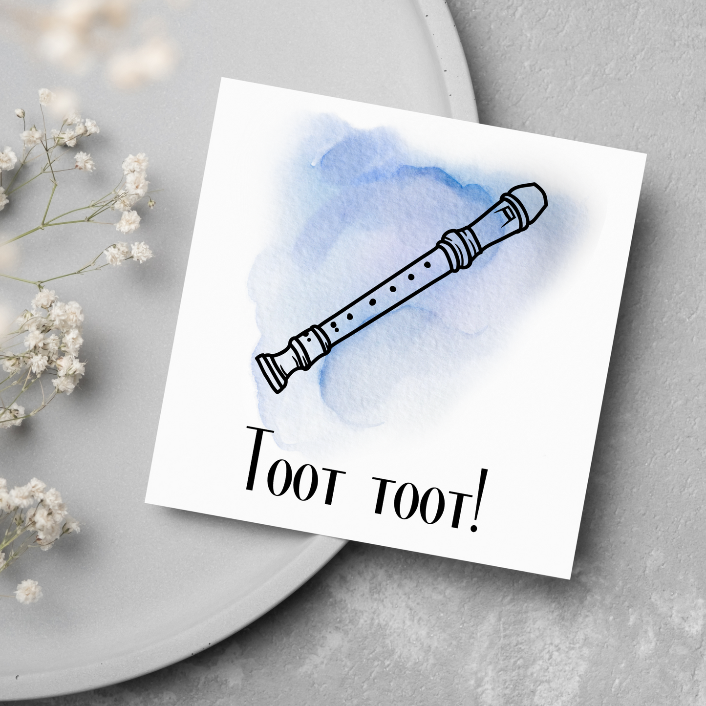 Recorder Birthday Card, Musician Card, Musical Instrument Card