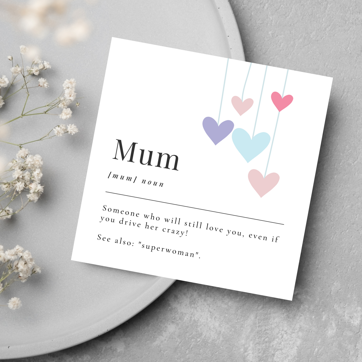 Dictionary Definition Design Mothers Day Card,